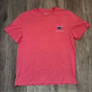 Vineyard Vines Coral Crewneck with Navy Whale Lacrosse Logo